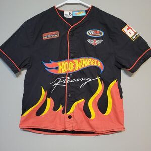 Cotton On Boys 6 Hot Wheels Nascar Racing Shirt Flame Patches
